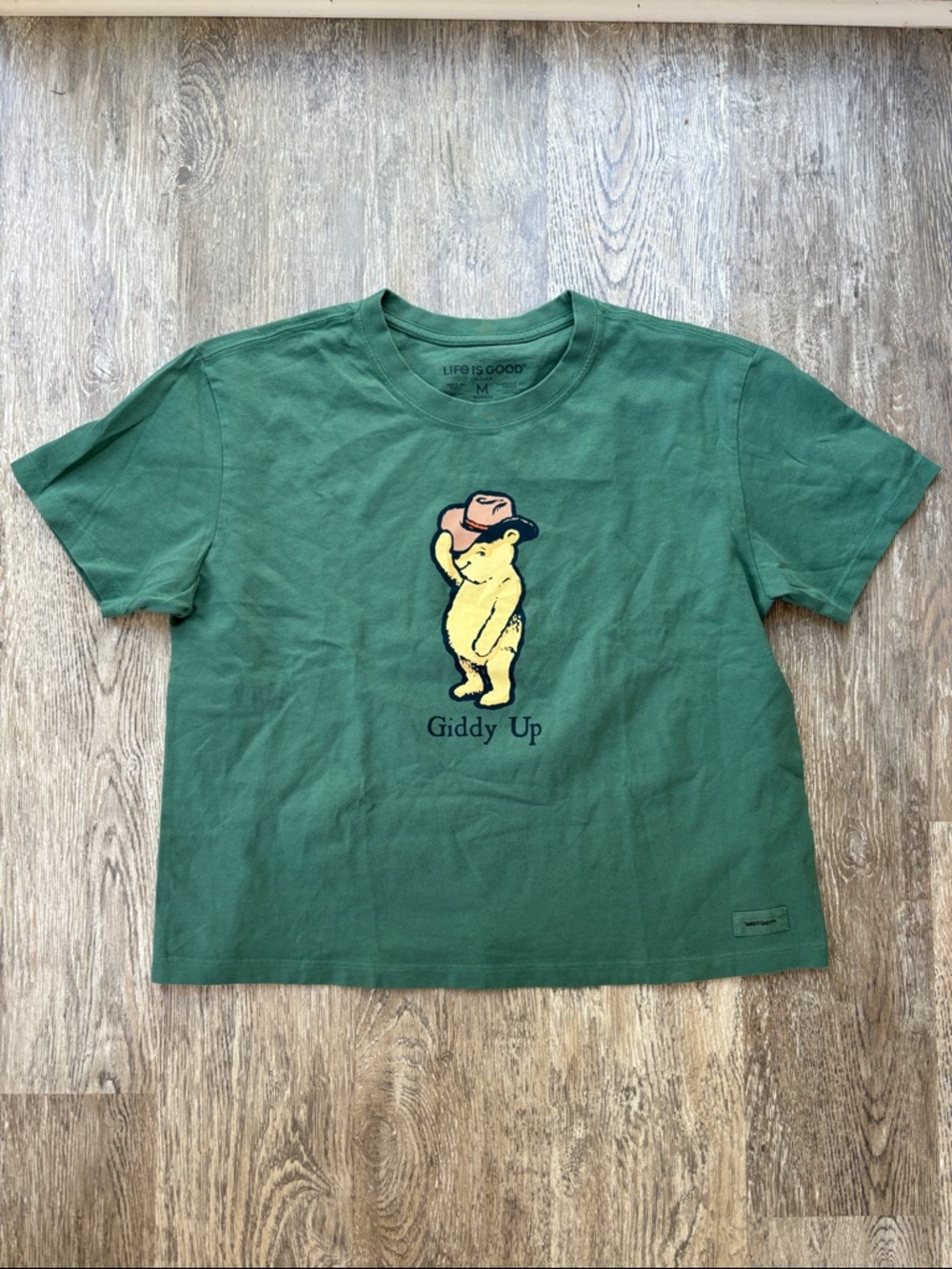 Life Is Good Tee with Pooh Bear 'Giddy Up' Graphic